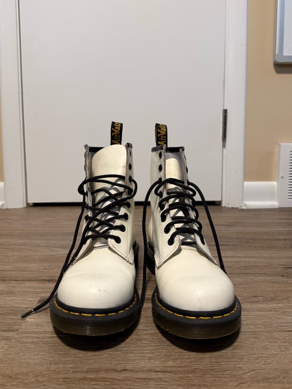 Dr. Martens White Lace-Up Combat Boots